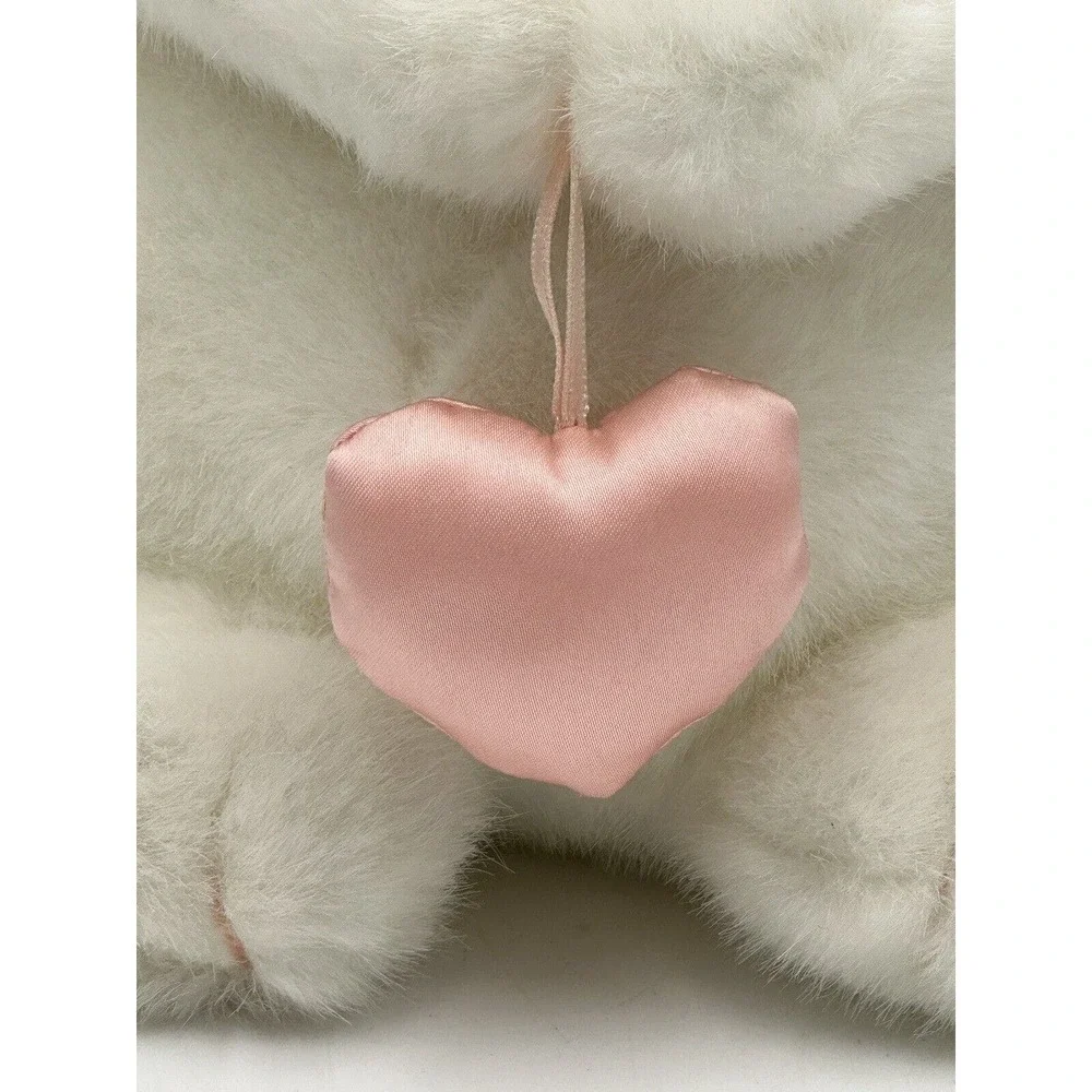 Vtg 1992 Dakin Bunny Rabbit Plush Stuffed Animal Floppy Satin Ears Heart Easter - Picture 3 of 10